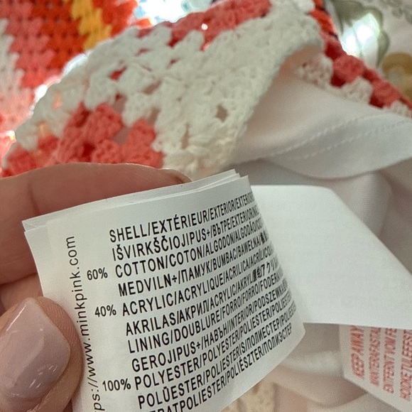 MINKPINK gardenia crochet knit skirt in orange multi size XS NwT - Picture 3 of 6